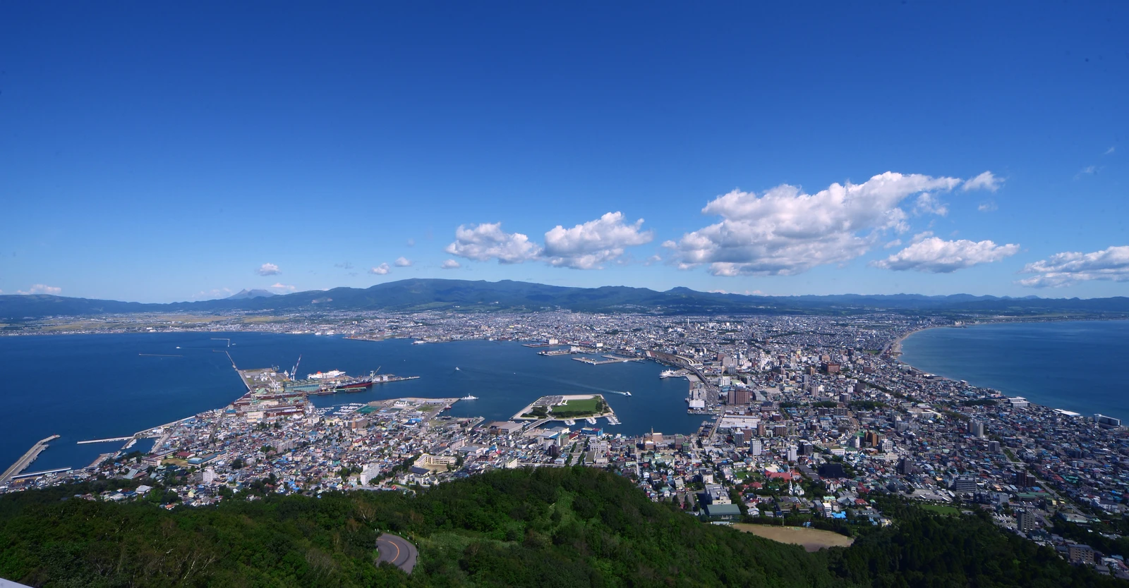 從函館山眺望白天的街景